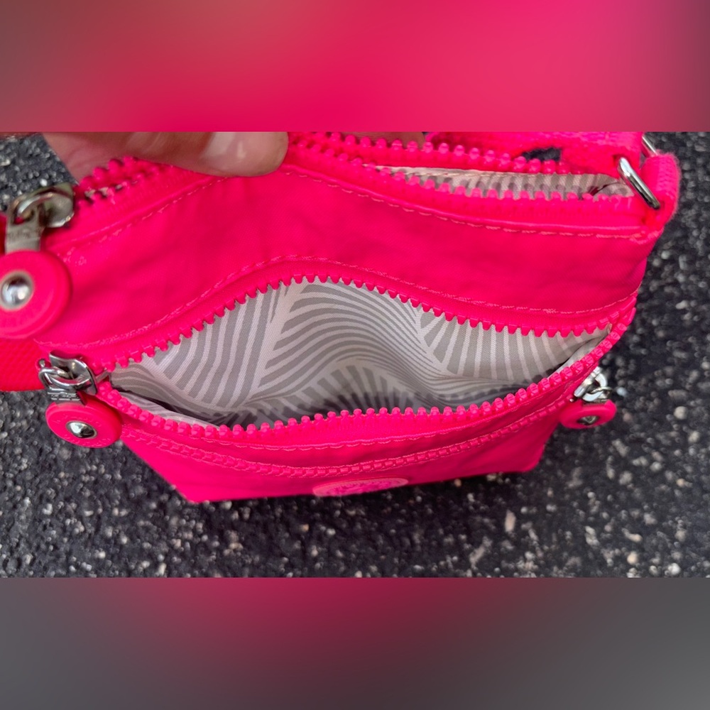 Kipling | Keiko | Crossbody | Mini | Vibrant | Neon | Pink | Nylon | Adjustable - Picture 8 of 10